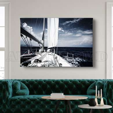 Poster - Yacht in the sea, 90 x 60 см, Framed poster, Marine Theme