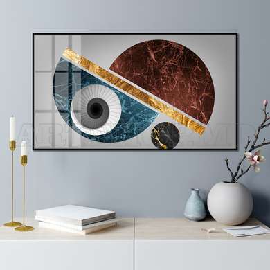 Poster - Geometric elements in minimalist style, 90 x 45 см, Framed poster on glass, Abstract