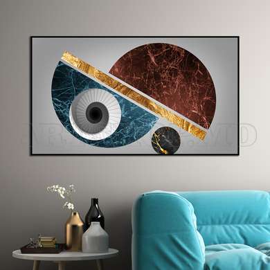 Poster - Geometric elements in minimalist style, 90 x 45 см, Framed poster on glass, Abstract