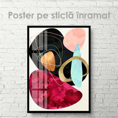 Poster - Abstracție cu cercuri, 60 x 90 см, Poster inramat pe sticla