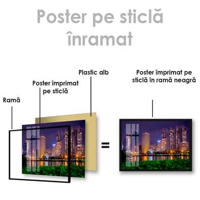 Постер - Ночной город, 90 x 60 см, Постер на Стекле в раме, Города и Карты