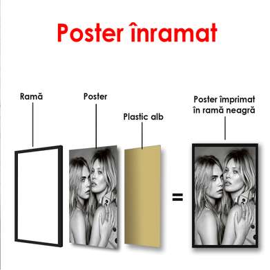 Постер - Кейт Мосс и Кара Делевинь, 60 x 90 см, Постер в раме, Личности