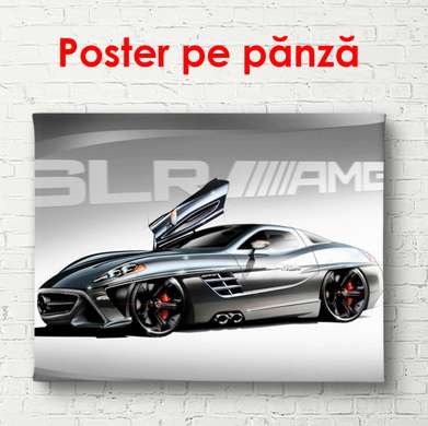 Poster - Mașina sport neagră, 90 x 60 см, Poster înrămat, Transport