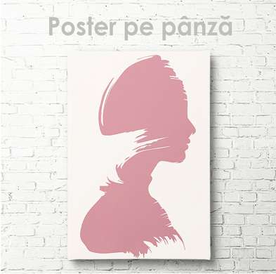 Постер - Силуэт девушки 12, 60 x 90 см, Постер на Стекле в раме, Минимализм