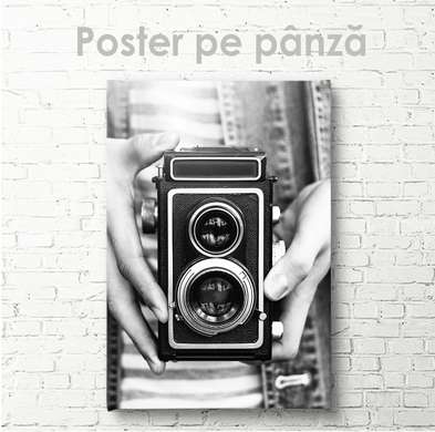 Poster - Camera, 60 x 90 см, Framed poster on glass, Black & White