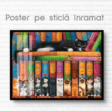 Постер, Кошки и книги, Животные
