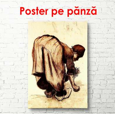 Poster - Woman harvesting, 60 x 90 см, Framed poster, Vintage