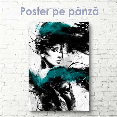 Постер - Картина девушке в холодных тонах, 30 x 45 см, Холст на подрамнике, Разные