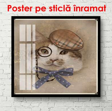 Постер, Кот в очках, 40 x 40 см, Холст на подрамнике, Животные