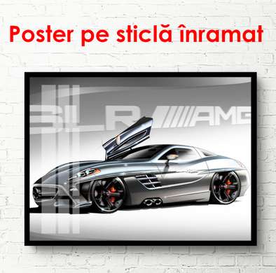 Poster - Mașina sport neagră, 90 x 60 см, Poster înrămat, Transport