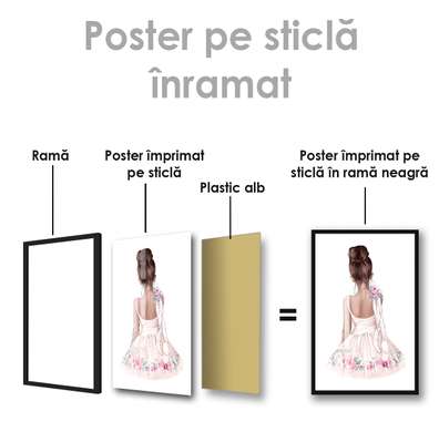 Poster - Girl, 60 x 90 см, Framed poster on glass, For Kids