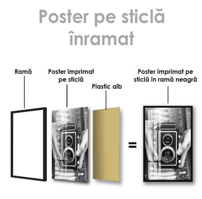 Poster - Aparat foto, 60 x 90 см, Poster inramat pe sticla