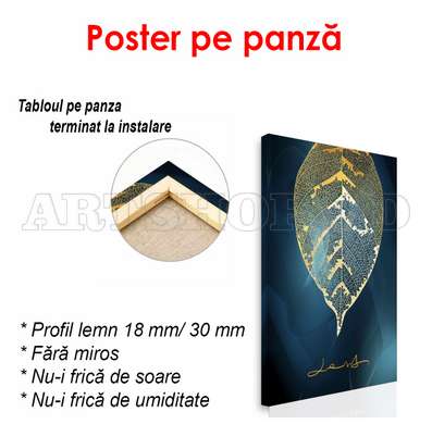 Poster - Frunze subțiri de aur 1, 60 x 90 см, Poster înrămat, Glamour