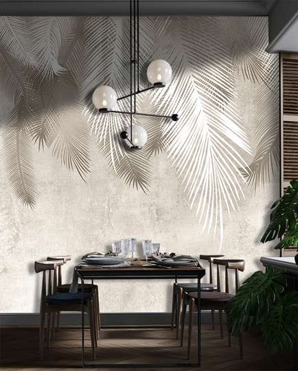 Wall Mural - Abstract feathers on light beige background