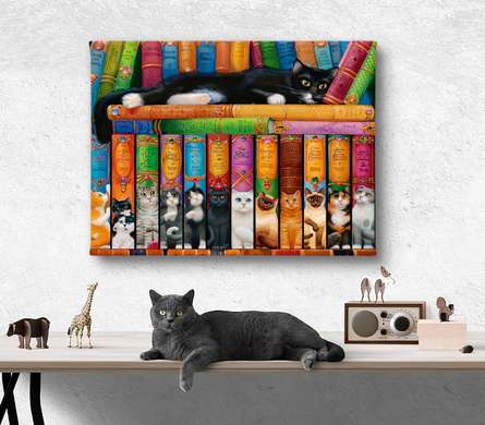 Постер, Кошки и книги, Животные