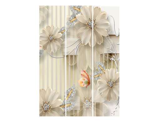 Screen - White flowers with jewels and butterflies, 7