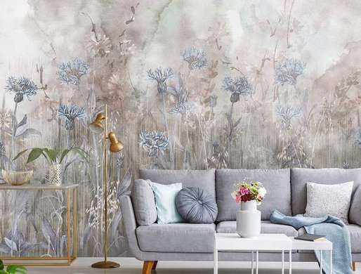 Wall Mural - Blue flowers in the grass 1