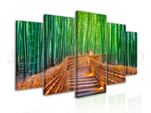 Tablou Multicanvas, Aleea în pădurea de bambus, 108 х 60