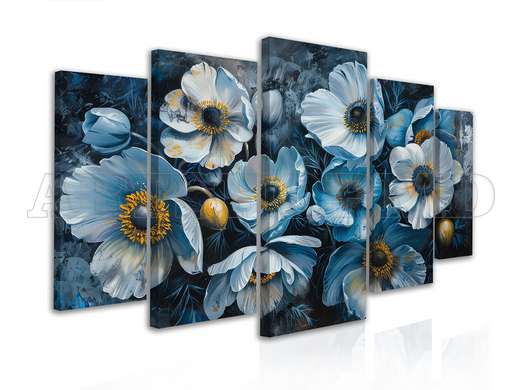 Modular picture, Blue flowers, 108 х 60