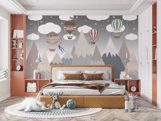 Nursery Wall Mural - Mountains and balloons