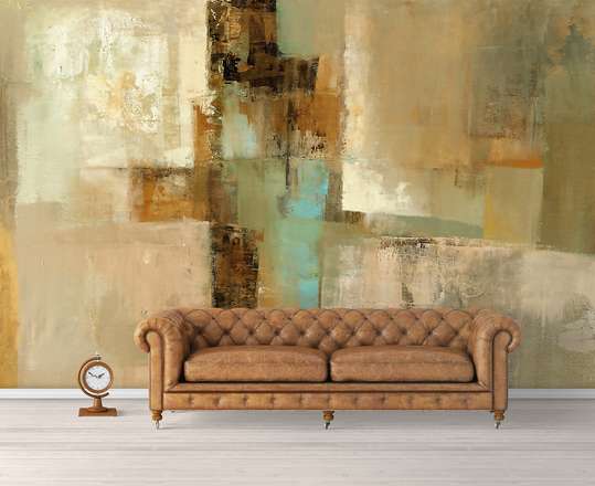 Wall Mural - Abstract wall in brown and green tones