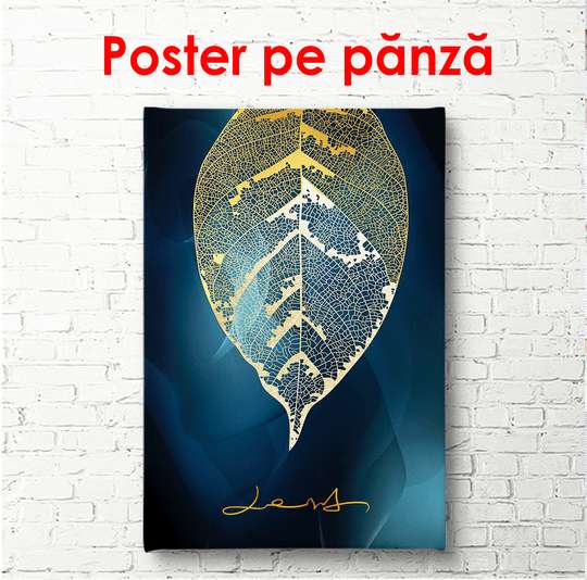 Poster - Frunze subțiri de aur 1, 60 x 90 см, Poster înrămat, Glamour