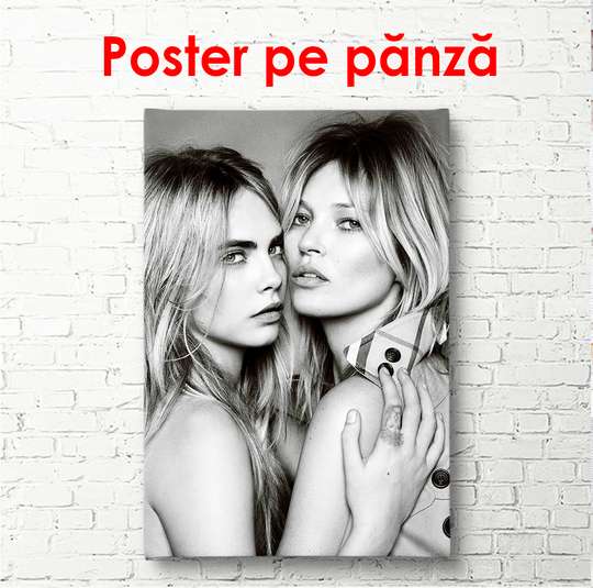 Poster, Kate Moss și Cara Delevingne, 60 x 90 см, Poster înrămat