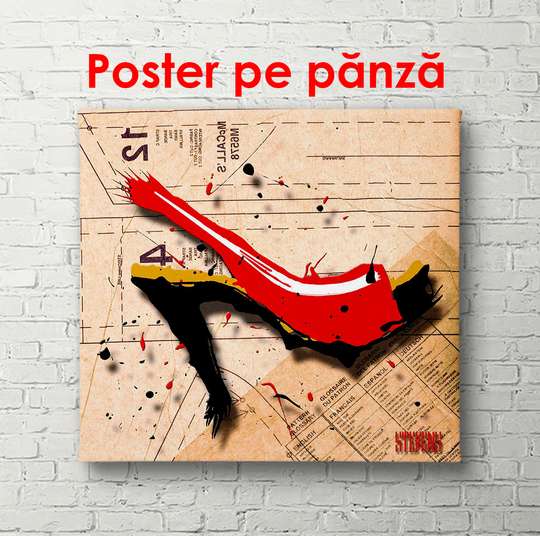 Постер - Красная туфелька, 100 x 100 см, Постер в раме
