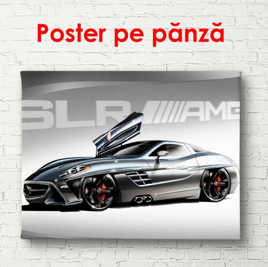 Poster - Mașina sport neagră, 90 x 60 см, Poster înrămat