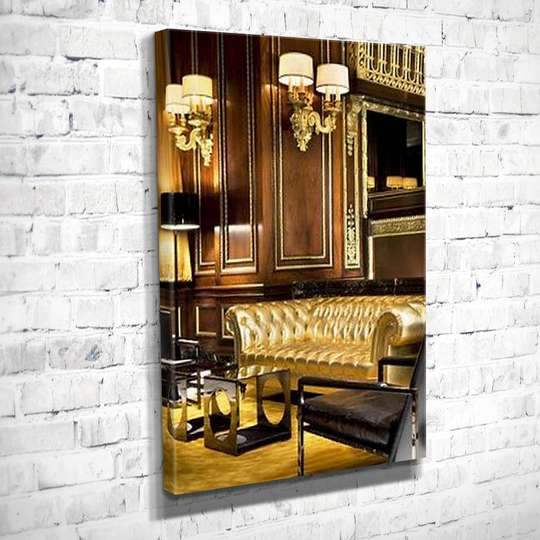 Poster, Glamorous interior with golden sofas, 60 x 90 см, Framed poster