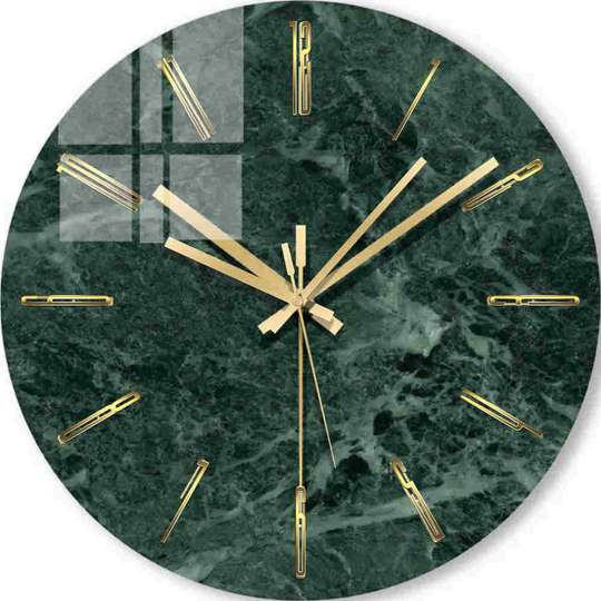 Glass clock - Dark green marble, 40cm