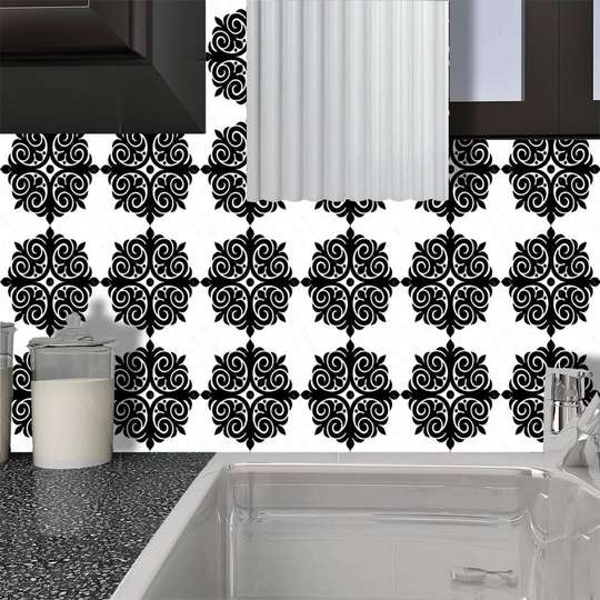 Ceramic tiles with black patterns