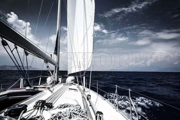 Poster - Yacht in the sea, 90 x 60 см, Framed poster, Marine Theme