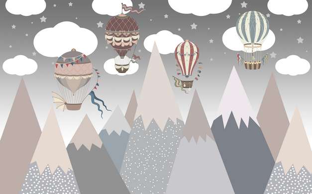Fototapet - Munții și baloanele cu aer cald