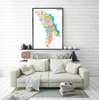 Poster - Political map of the Republic of Moldova, 60 x 90 см, Framed poster on glass, Maps and Cities