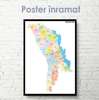 Poster - Political map of the Republic of Moldova, 60 x 90 см, Framed poster on glass, Maps and Cities