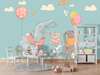 Photo wallpaper for the nursery, Elephant and bear with bunnies at the birthday party
