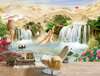 Wall Mural - Waterfall and Chinese landscape with mountains