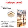 Poster - Lighthouse on the background of the coast at sunset, 45 x 90 см, Framed poster, Marine Theme