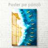 Poster - Flock of golden birds over the sea, 30 x 45 см, Canvas on frame, Marine Theme