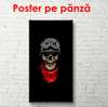 Poster - Illustration of a skull on a black background, 45 x 90 см, Framed poster on glass, Different
