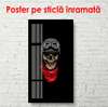 Poster - Illustration of a skull on a black background, 45 x 90 см, Framed poster on glass, Different