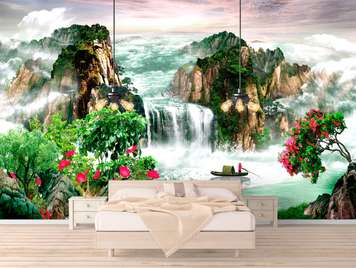 Wall Mural - Mountain waterfalls