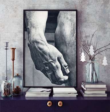 Poster - Mână, 60 x 90 см, Poster inramat pe sticla, Alb Negru