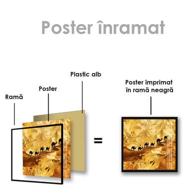 Poster, Cămile în pustiu, 40 x 40 см, Panza pe cadru, Animale