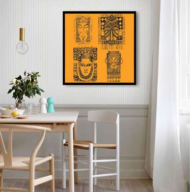 Poster - Ethnographic drawing in African style, 40 x 40 см, Canvas on frame