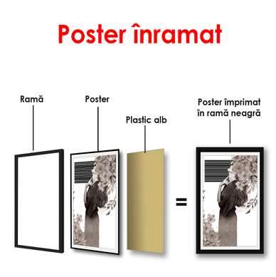 Постер - Девушка коричневого цвета набелом фоне, 60 x 90 см, Постер в раме, Винтаж