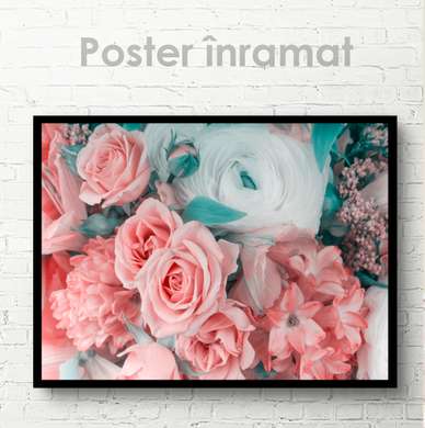 Постер - Нежный букет цветов, 45 x 30 см, Холст на подрамнике, Цветы