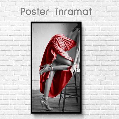 Постер - Красная юбка, 30 x 60 см, Холст на подрамнике, Ню