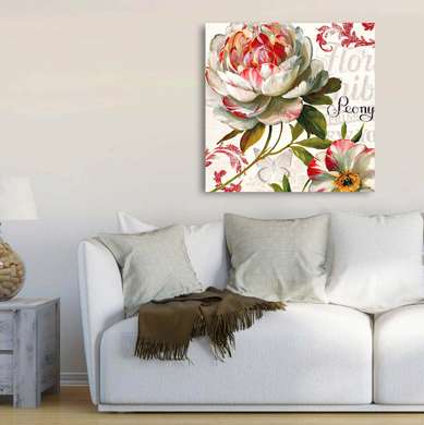 Постер - Красивый акварельный цветок, 40 x 40 см, Холст на подрамнике